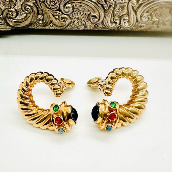 Rare Vintage Cornucopia Mogul Earrings - Picture 1 of 14